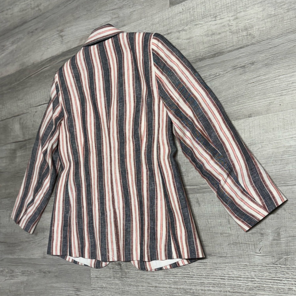 FRAME - The Linen Femme Blazer in Pastel Striped - Picture 8 of 10